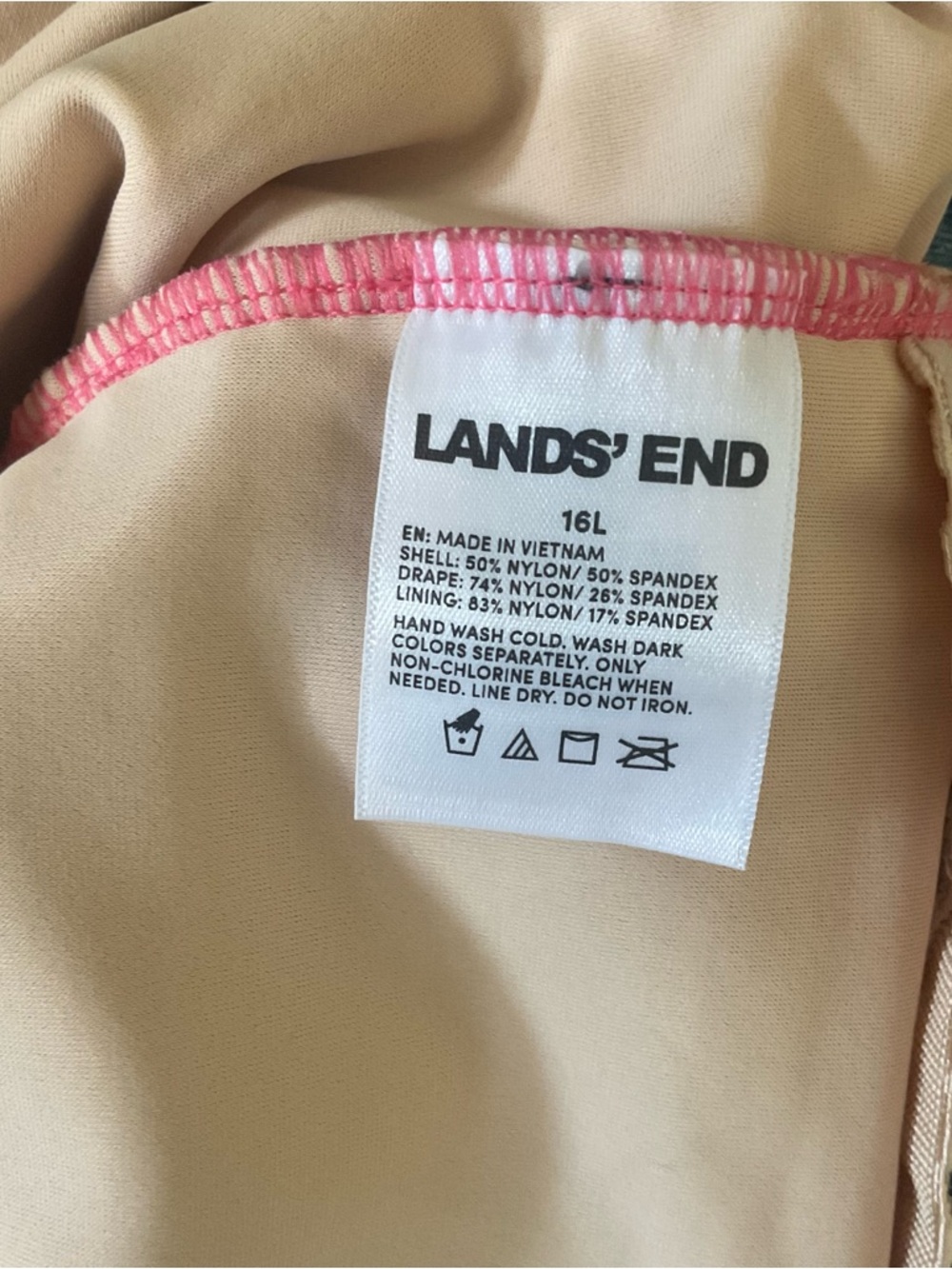 Lands End Ombré Pink Criss Cross Swimsuit 16 L - Picture 5 of 5